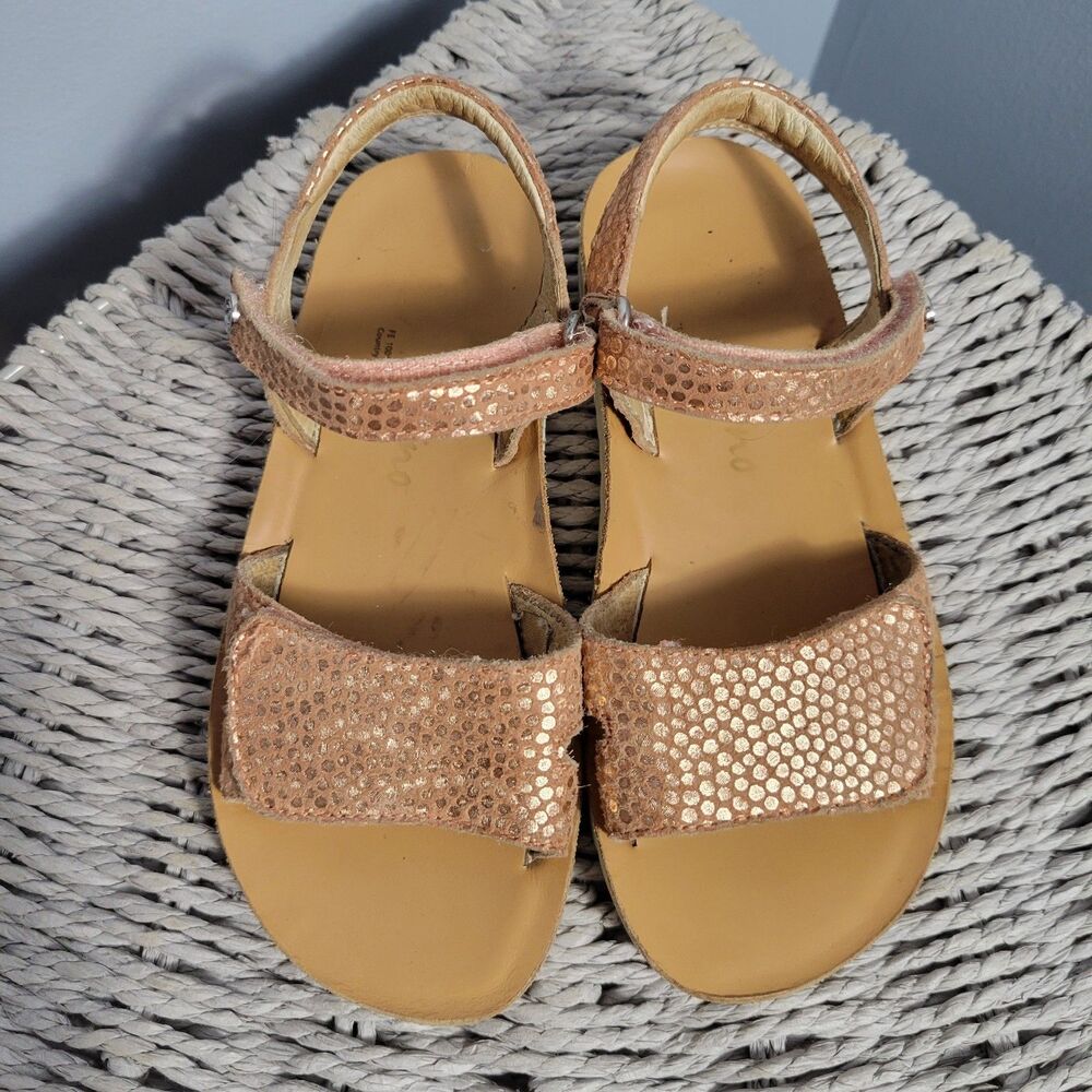 NATURINO Girls/Toddler Leather Rose Gold Sandals Size 27/US 10.5